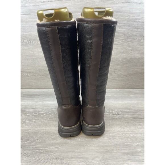 Ugg Women's 6 Brown Leather Shearling Lined Tall Pull On Winter Boots Water - Picture 4 of 13